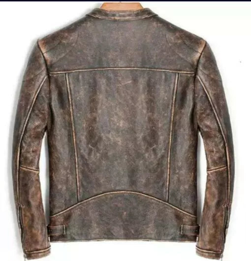 Cafe Racer Vintage Distressed Brown Leather Jacket