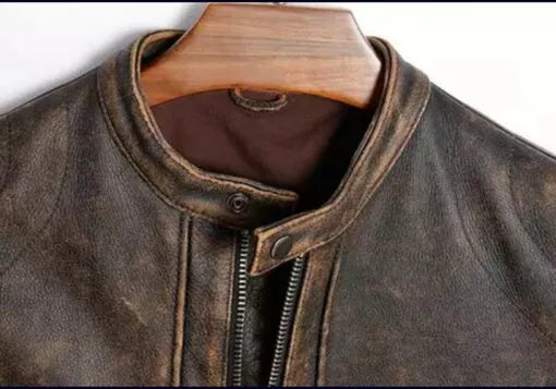 Cafe Racer Vintage Distressed Brown Leather Jacket