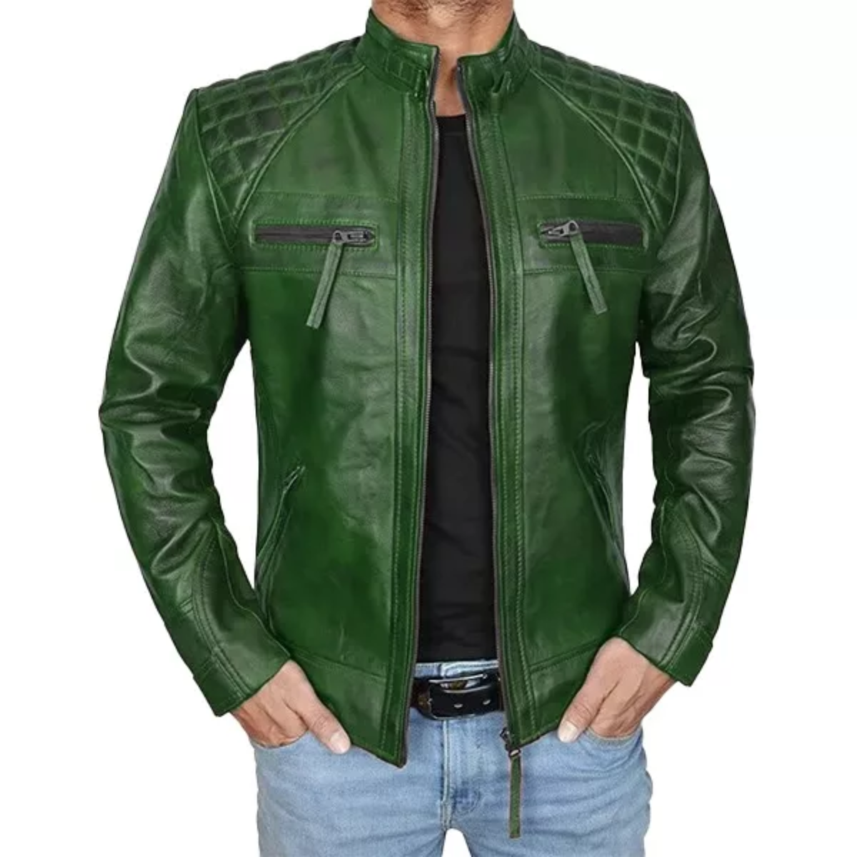 Cafe Racer Green Quilted Jacket