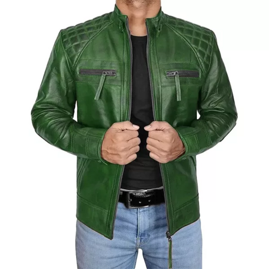 Cafe Racer Green Quilted Jacket