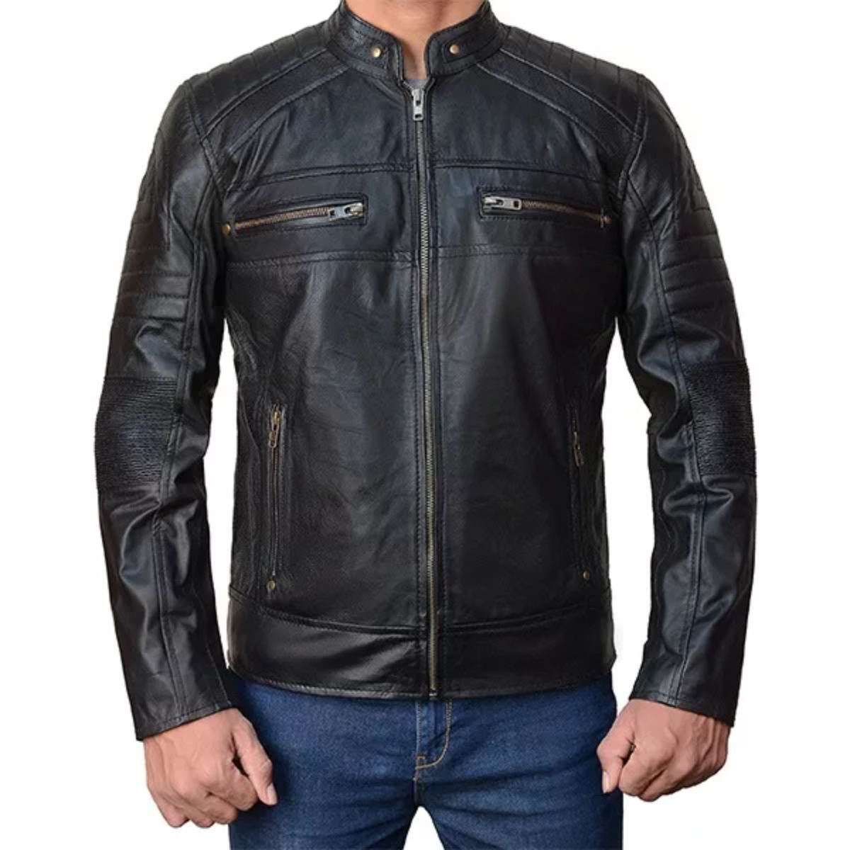 Cafe Racer Lambskin Leather Jacket