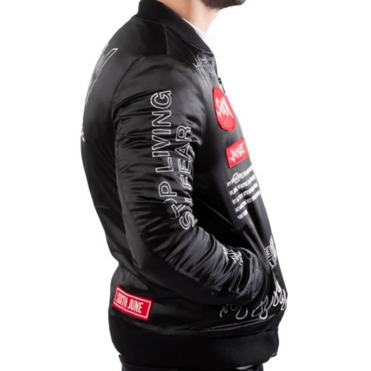 Crew Patches Black Bomber Jacket