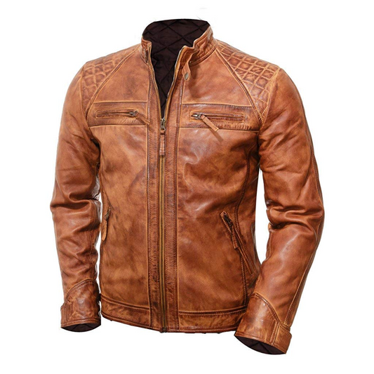 Dark Brown Quilted Motorcycle Jacket