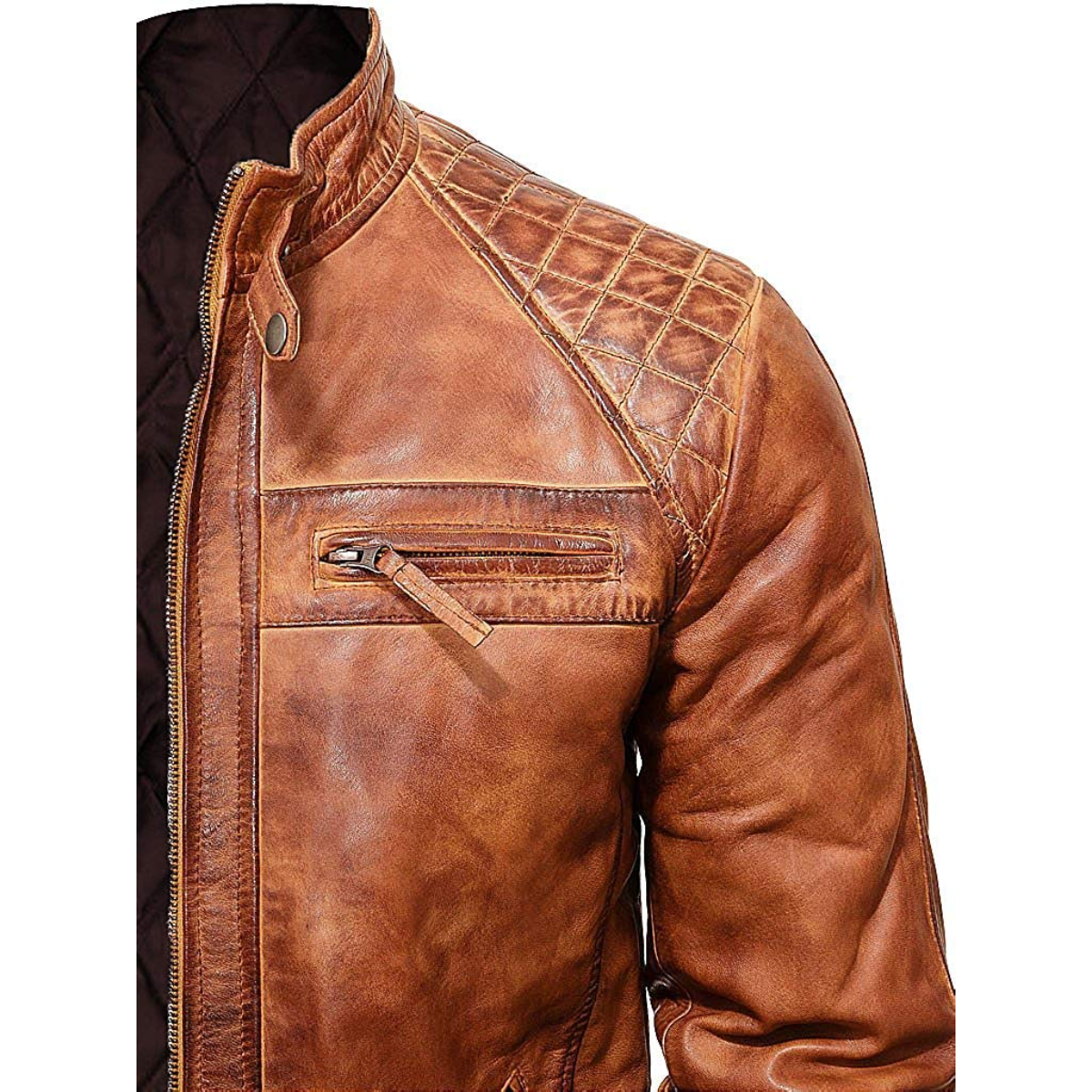 Dark Brown Quilted Motorcycle Jacket