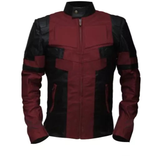 Deadpool Maroon & Black Faux Leather Jacket