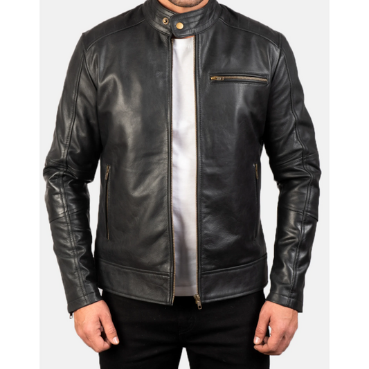 Dean Black Leather Biker Jacket