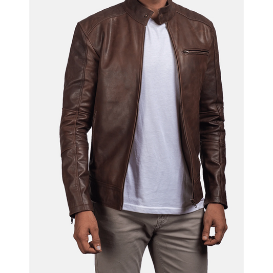 Dean Brown Leather Biker Jacket