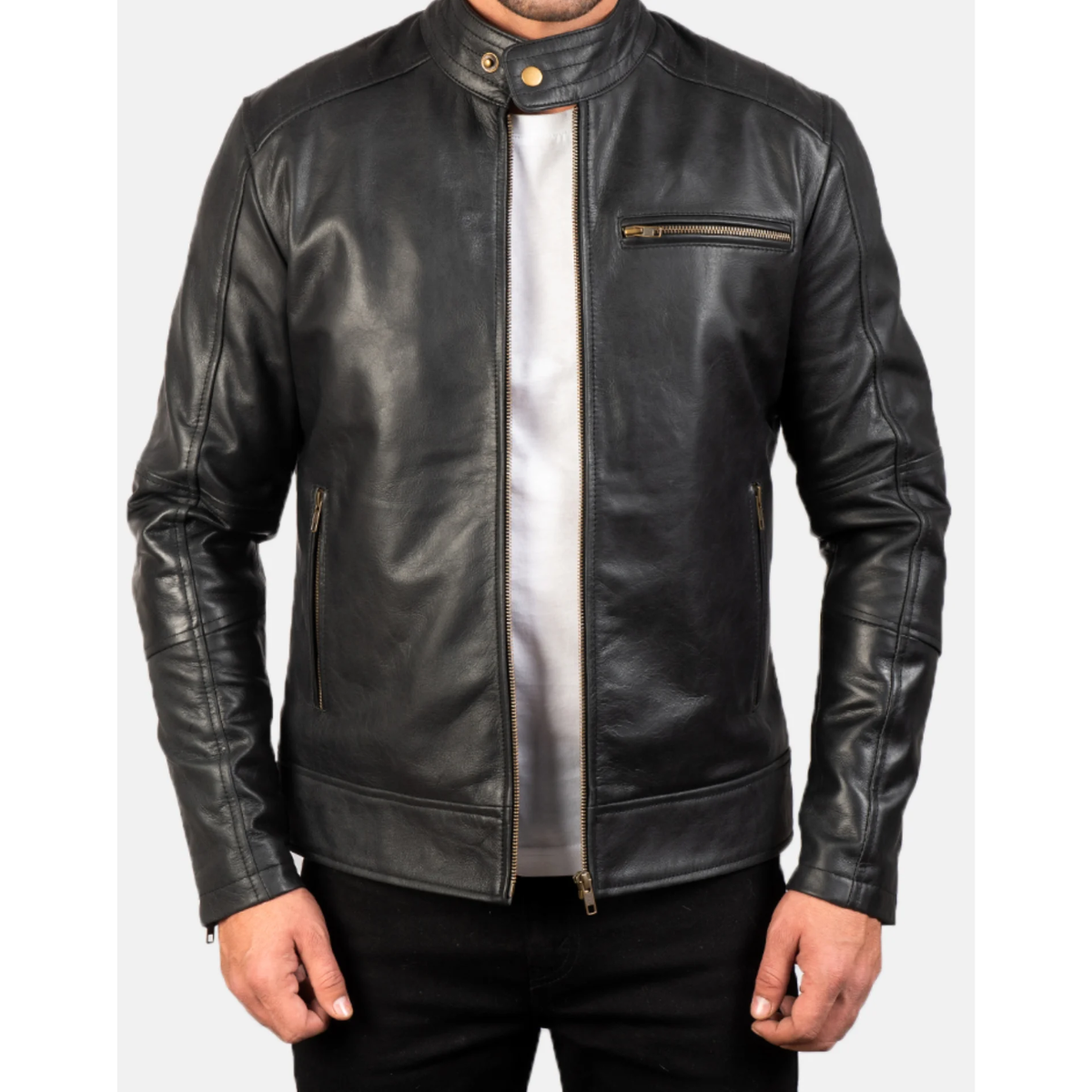 Dean Black Leather Biker Jacket