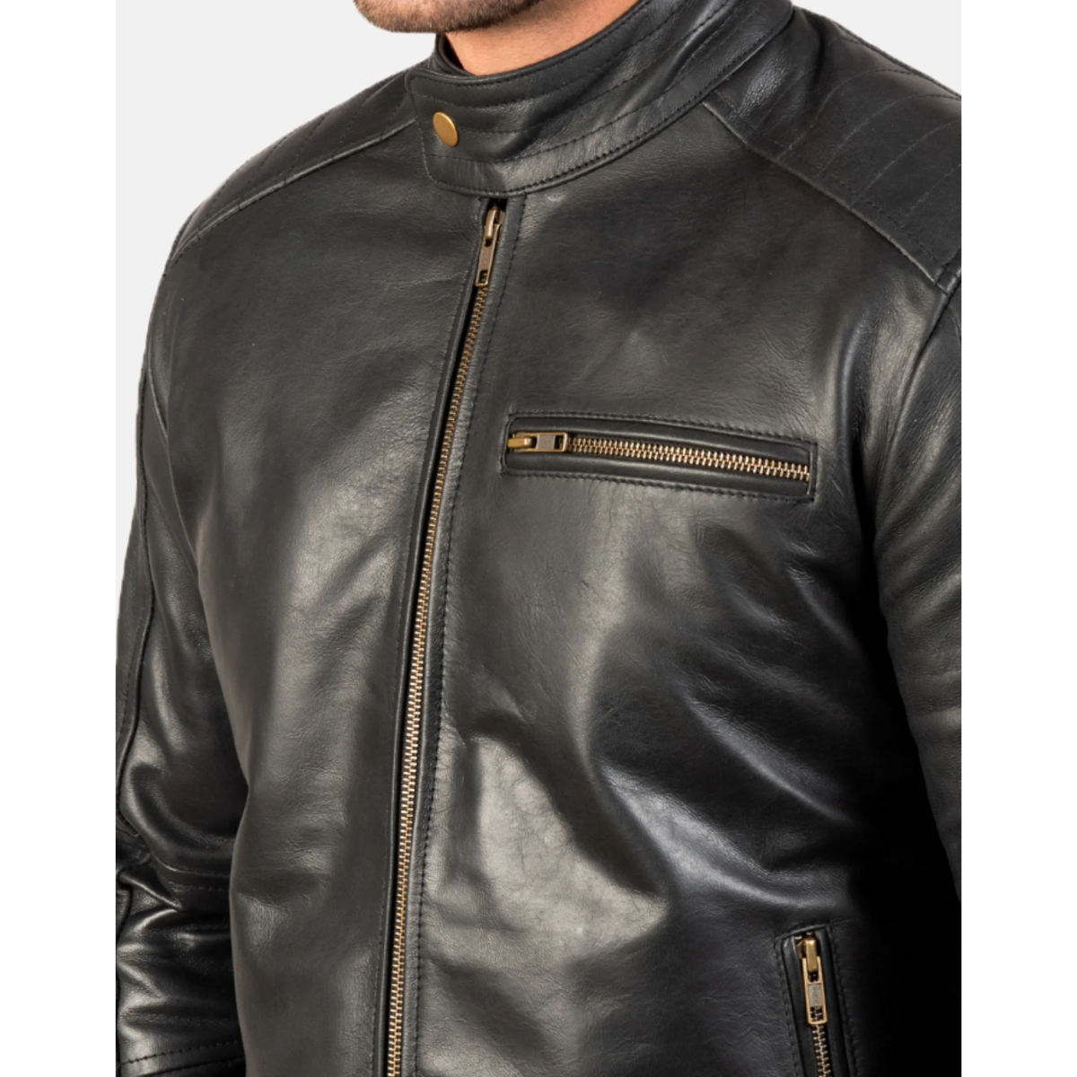 Dean Black Leather Biker Jacket