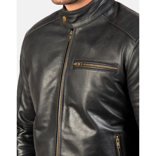 Dean Black Leather Biker Jacket