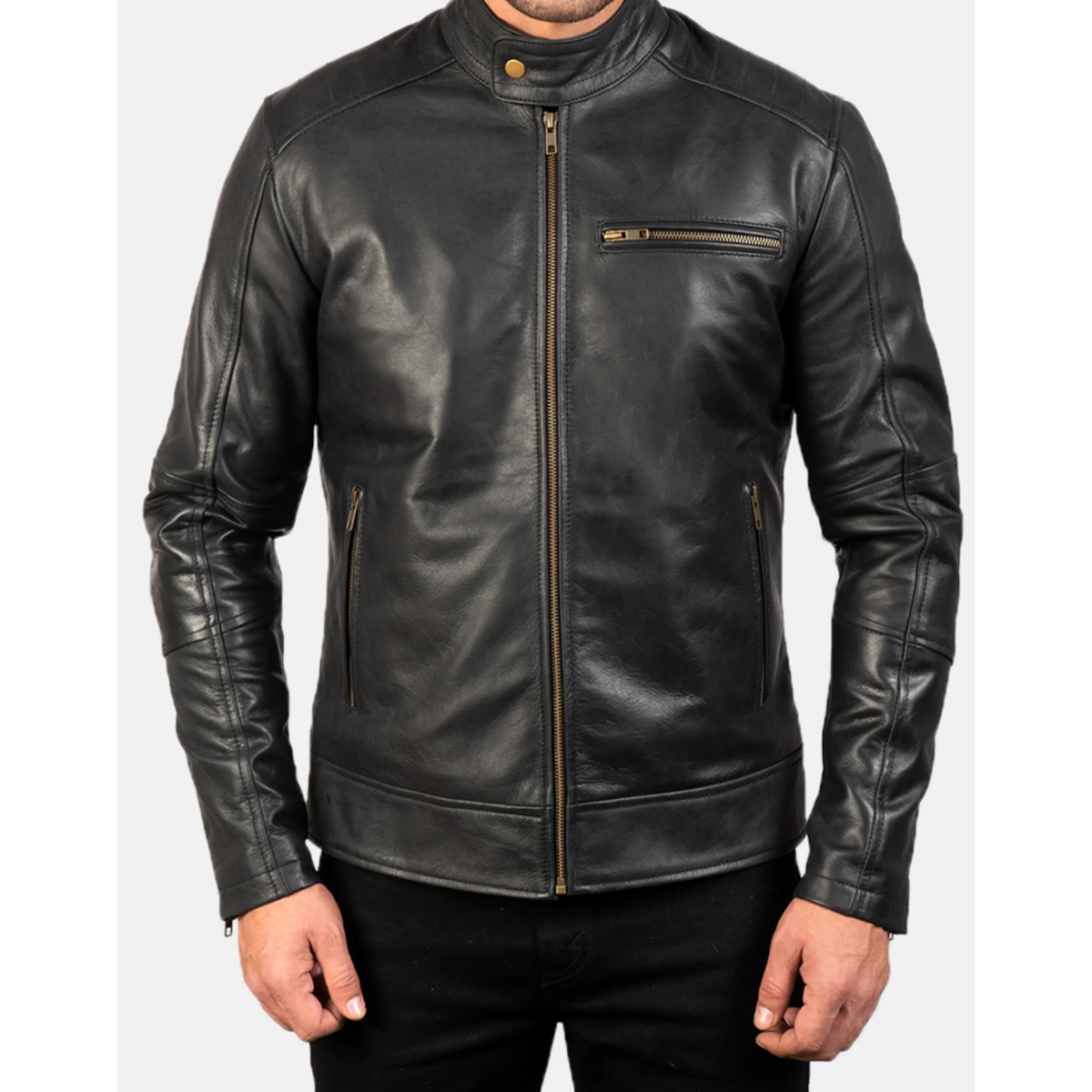 Dean Black Leather Biker Jacket