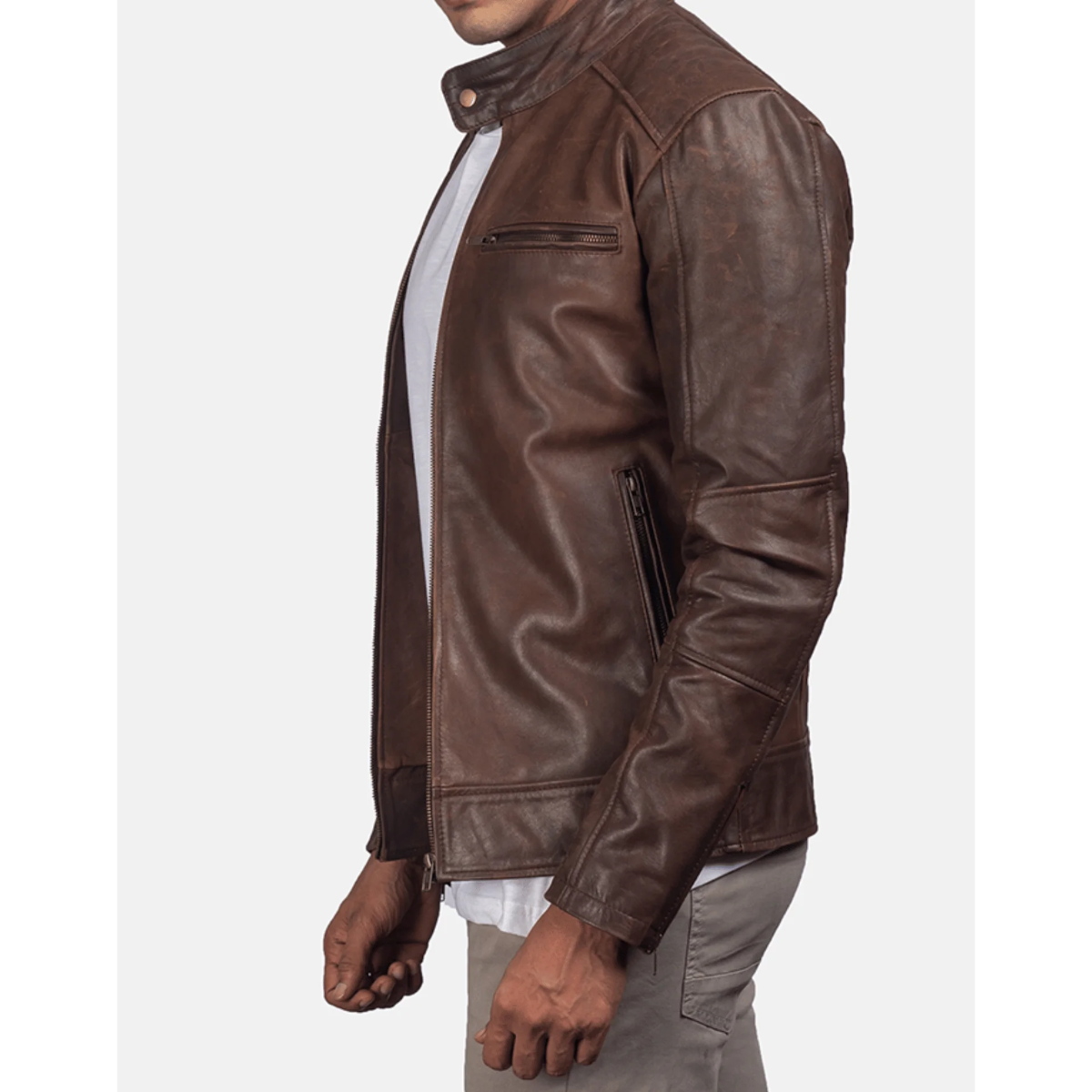 Dean Brown Leather Biker Jacket