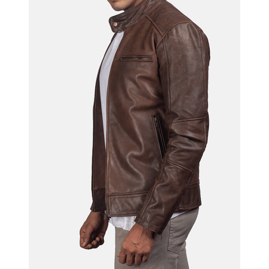 Dean Brown Leather Biker Jacket