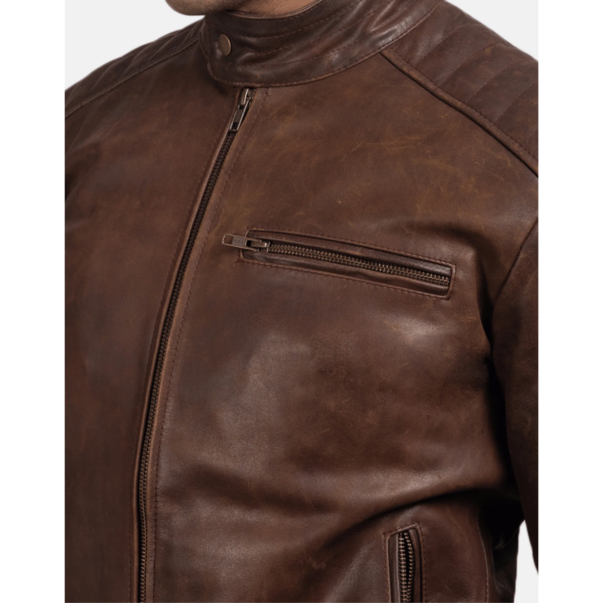 Dean Brown Leather Biker Jacket