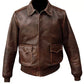 Distressed Brown Bomber Genuine Leather Jacket