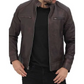 Dodge Men Brown Cafe Racer Leather Jacket