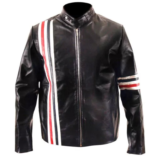 Captain America Easy Rider Genuine Leather Jacket USA Flag