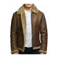 Men's Vintage Faux Shearling Brown Bomber Leather Jacket