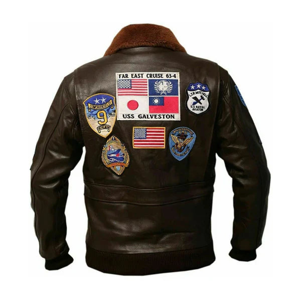 Men's Top Gun G1 Faux Shearling Maverick Brown Bomber Jacket