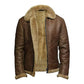 Men's Vintage Faux Shearling Brown Bomber Leather Jacket