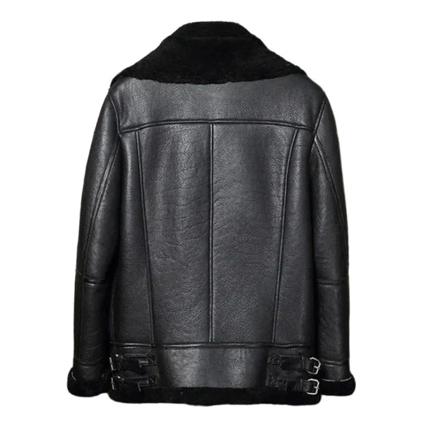 Men's B3 Classic Faux Shearling Black Bomber Leather Jacket