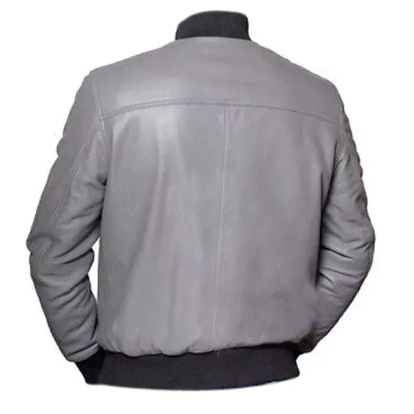 German Flight Luftwaffe Grey Genuine Real Leather Jacket with German Flag