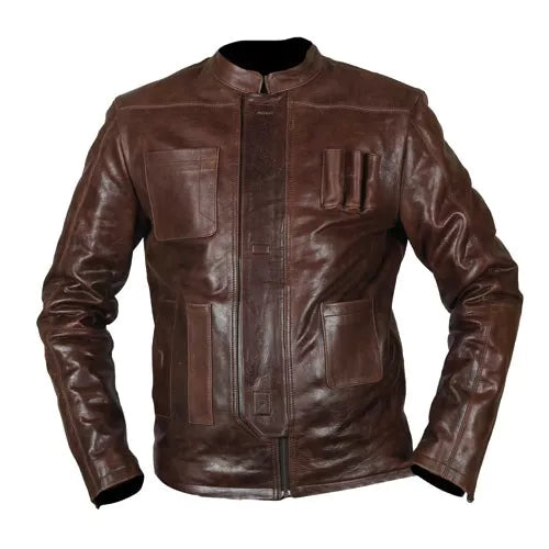 Han Solo The Force Awakens Brown Genuine Leather Jacket