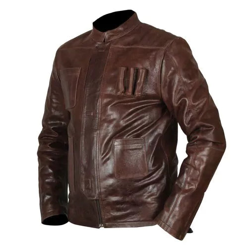 Han Solo The Force Awakens Brown Genuine Leather Jacket