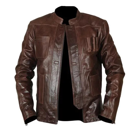 Han Solo The Force Awakens Brown Genuine Leather Jacket