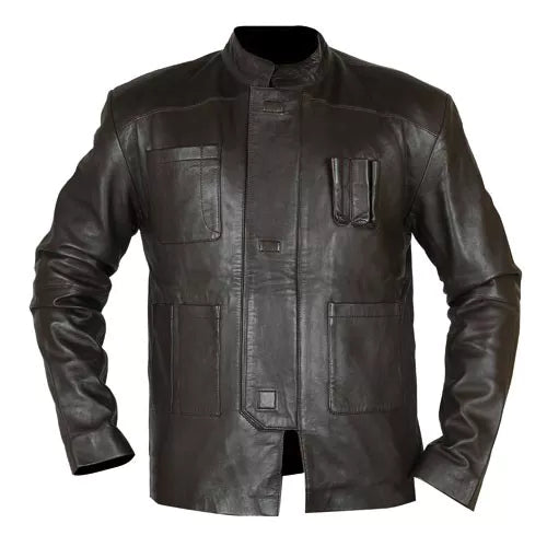 Han Solo Star Wars The Force Awakens Brown Genuine Real Leather Jacket