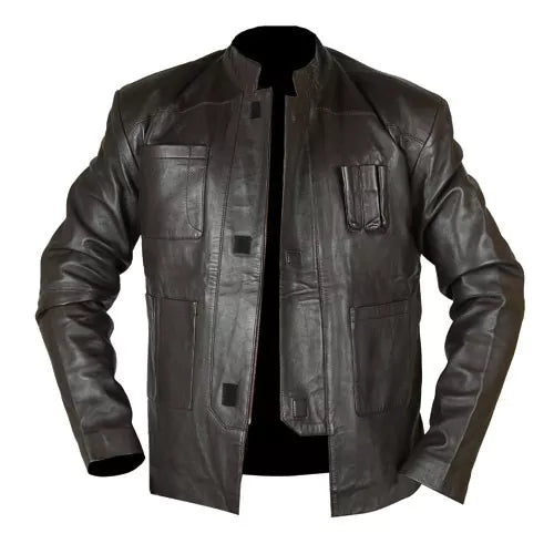 Han Solo Star Wars The Force Awakens Brown Genuine Real Leather Jacket