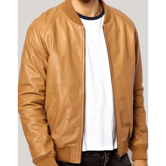 Casual Tan Brown Bomber Jacket