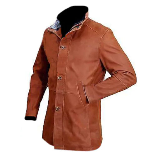 Longmire Tan Brown Genuine Real Leather Coat