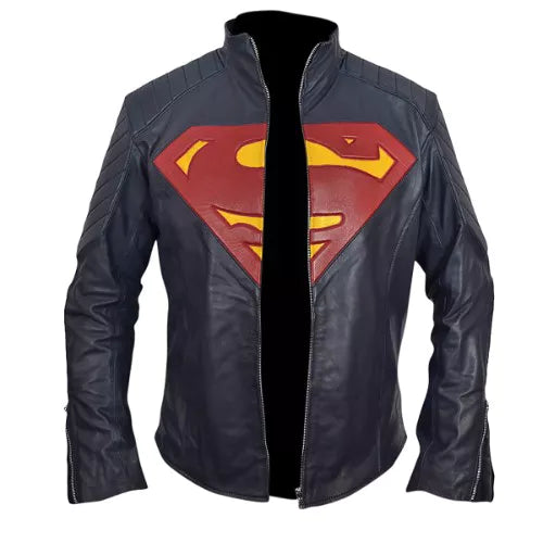 Superman Man of Steel Midnight Blue Faux PU Leather Jacket