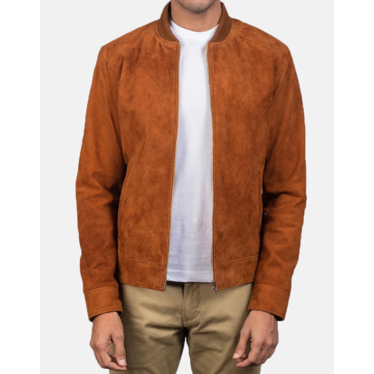 Men Blain Brown Suede Bomber Jacket