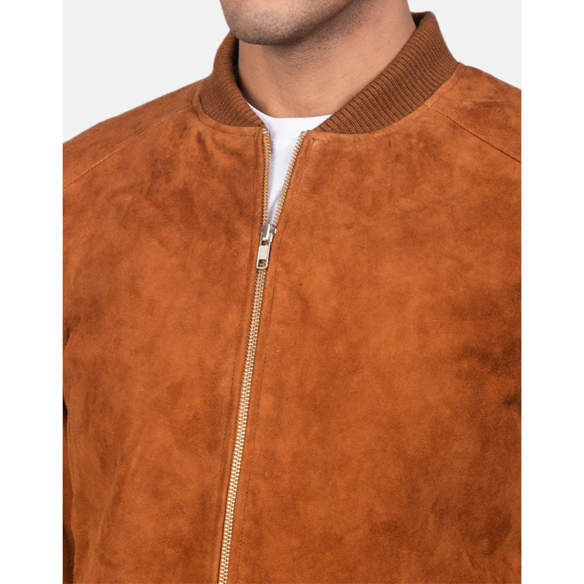 Men Blain Brown Suede Bomber Jacket