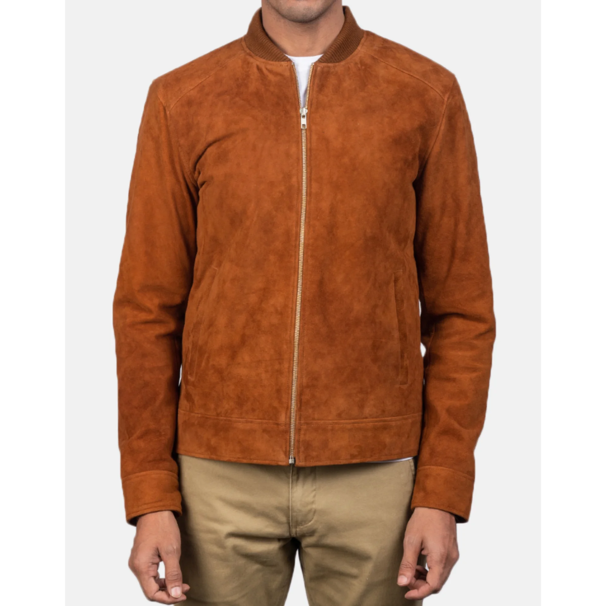 Men Blain Brown Suede Bomber Jacket