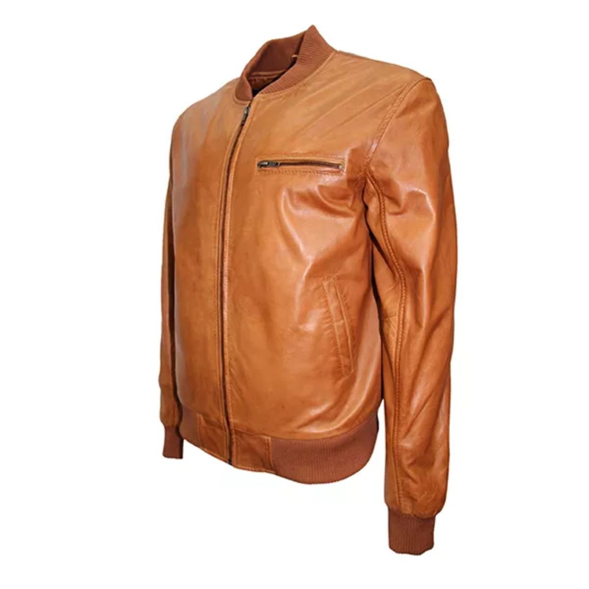 Men Casual Tan Brown Bomber Jacket