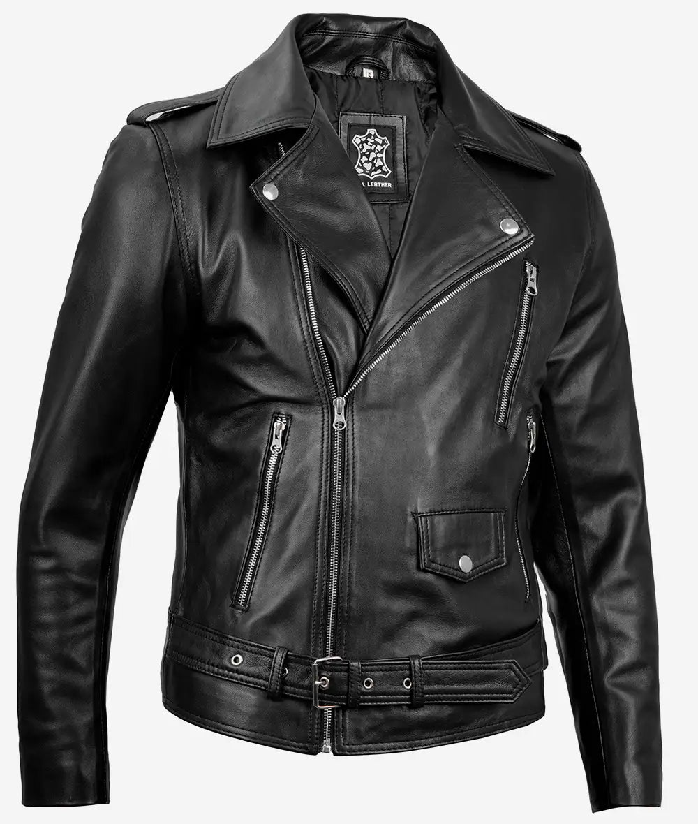 Men's Black Asymmetrical Moto Leather Jacket