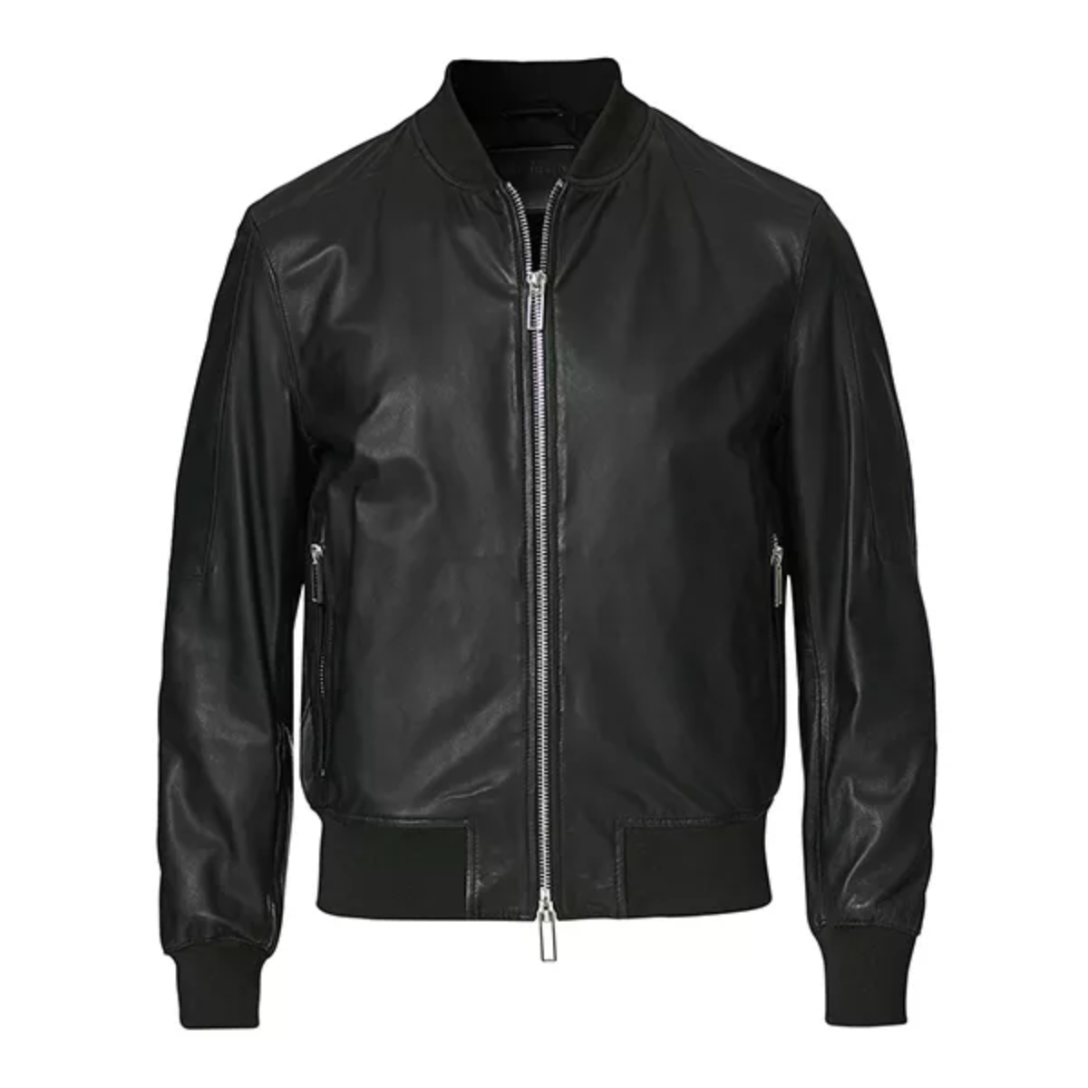 Men’s Black Leather Bomber Jacket