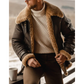 Men’s Brown B3 Flying Shearling Leather Long Jacket