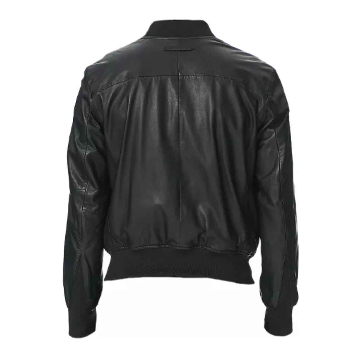 Men’s Black Leather Bomber Jacket