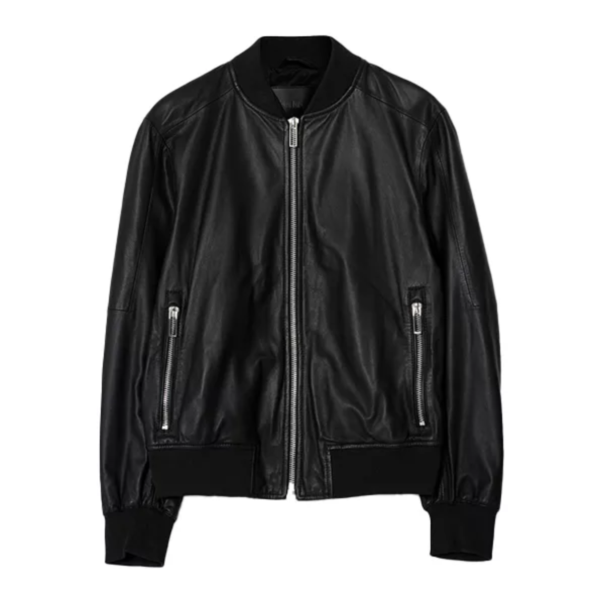 Men’s Black Leather Bomber Jacket