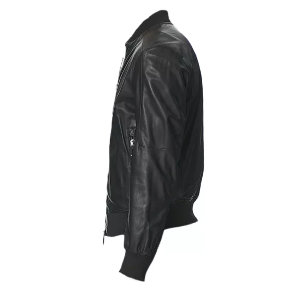 Men’s Black Leather Bomber Jacket