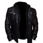 Brando Double Zip Slim Fit Genuine Leather Jacket with Detachable Hood