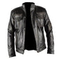 Men's Infinity Distressed Black Genuine Real Leather Jacket