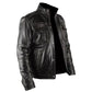 Men's Infinity Distressed Black Genuine Real Leather Jacket