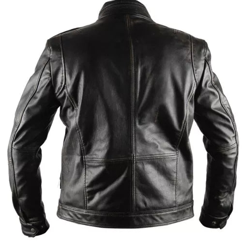 Men's Infinity Distressed Black Genuine Real Leather Jacket