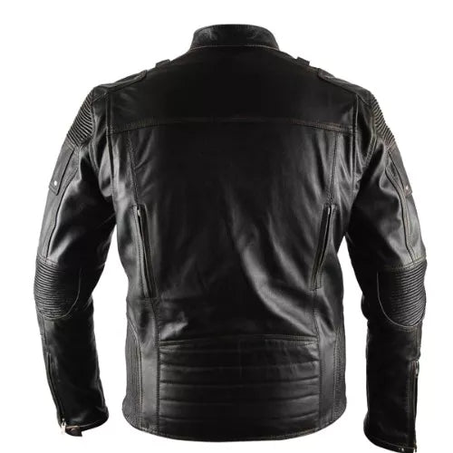 Ultimate Distressed Black Biker Genuine Real Leather Jacket