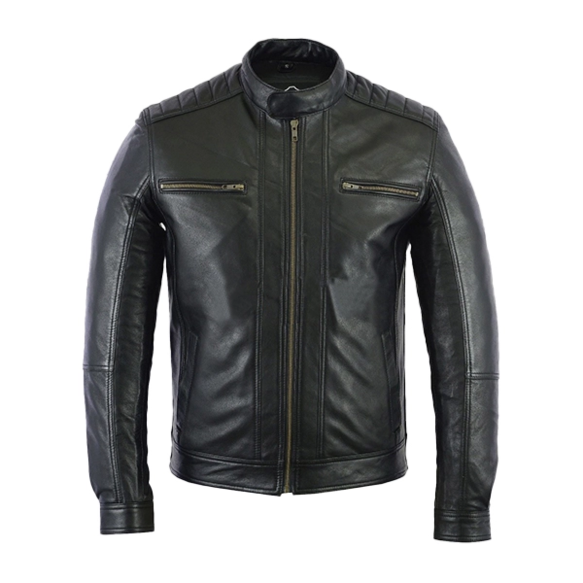 Mens Black Leather Biker Moto Jacket